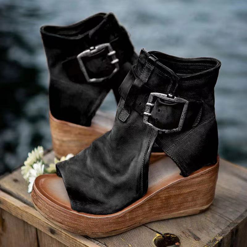 Duttini | Premium Buckle Strap Wedge Style for All-Day Comfort