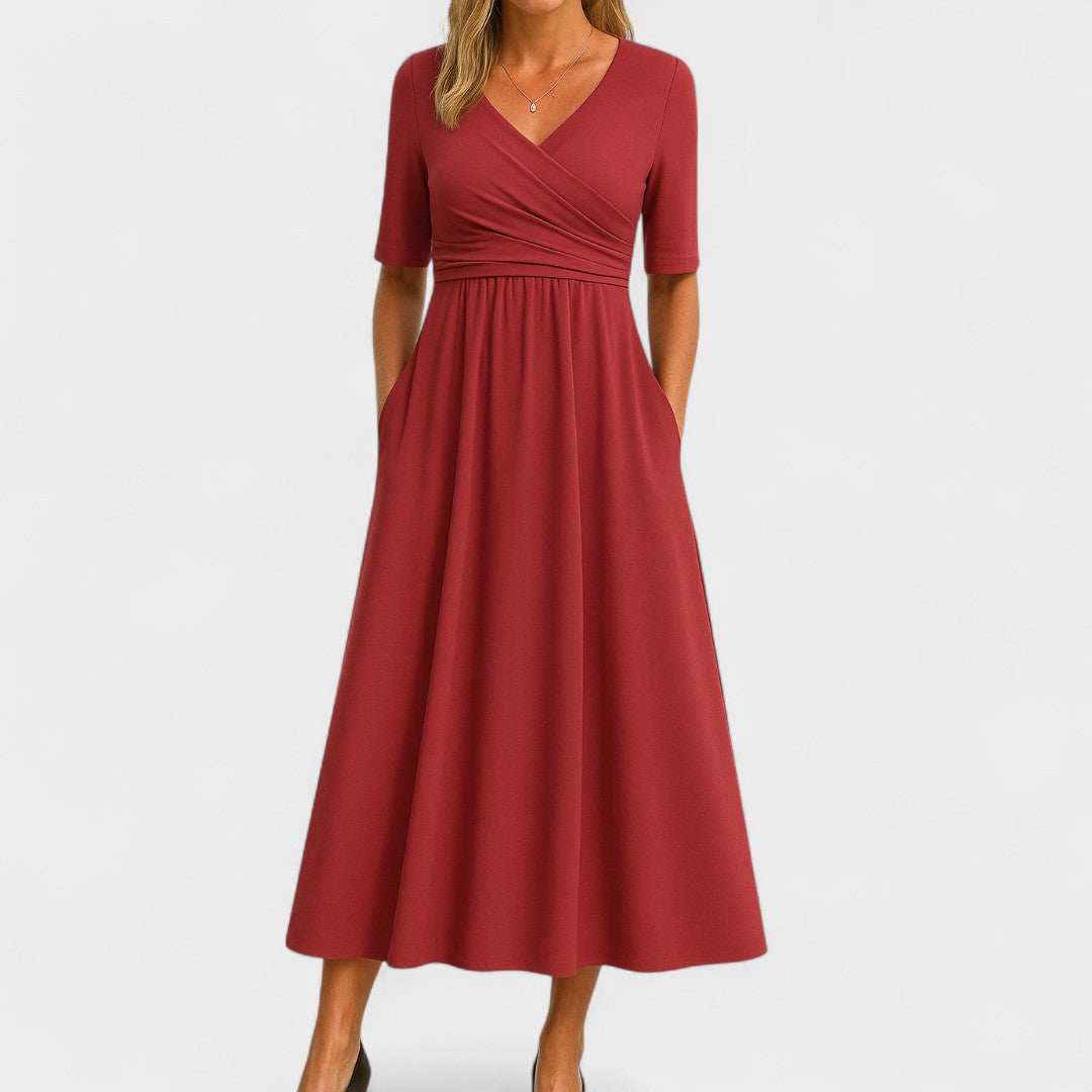 Duttini | Elegant Midi Dress for Women in Soft Fabric, Fitted, Black