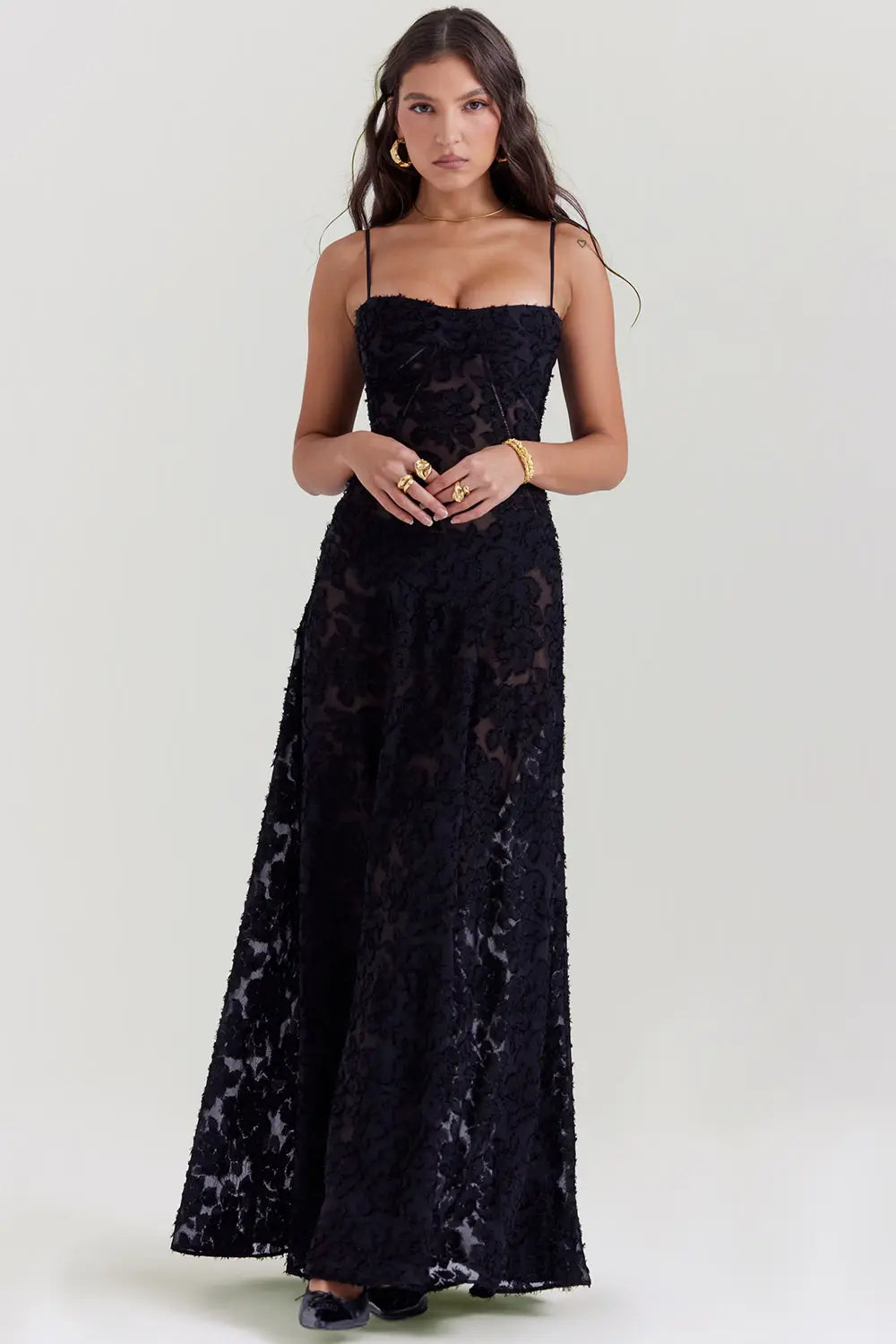 Duttini | Elegant Long Summer Dress With Open Back And Adjustable Straps