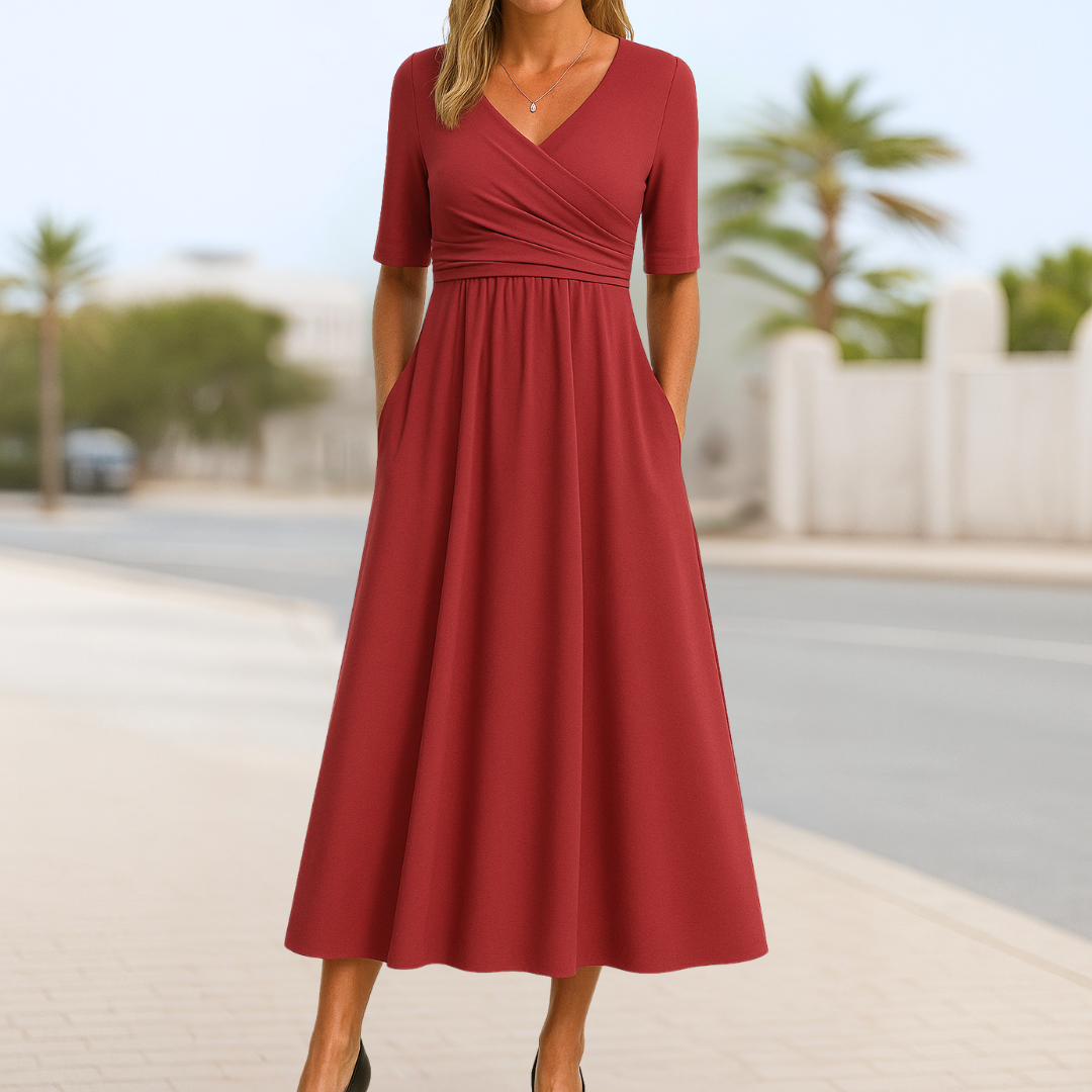 Duttini | Timeless Crossed Dress With Short Sleeves
