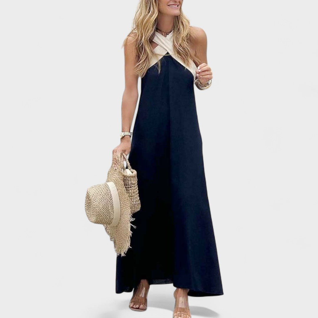 Duttini | Elegant Cross-Neck Maxi Dress for Every Occasion