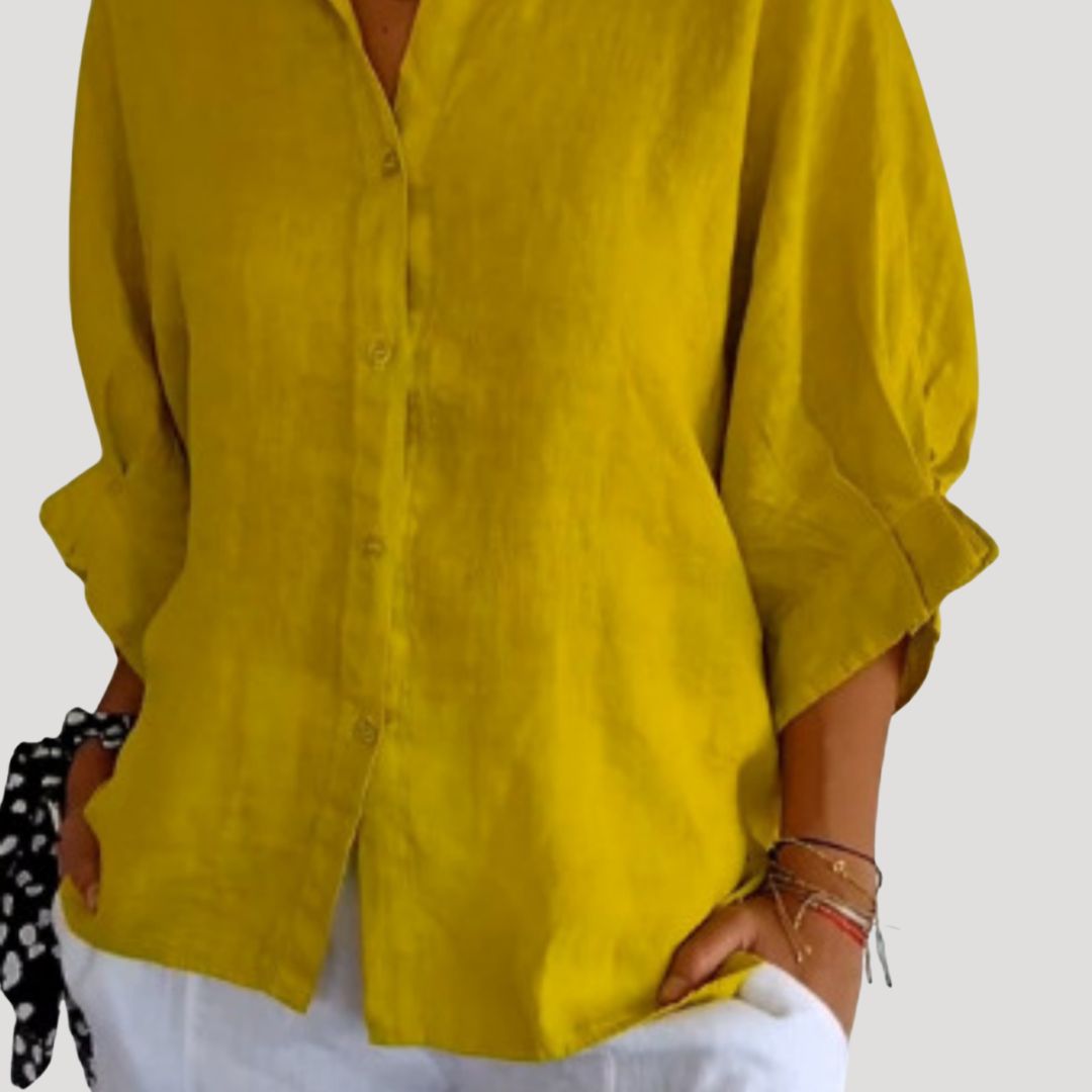 Duttini | Linen Long Sleeve Button Shirt Blouse