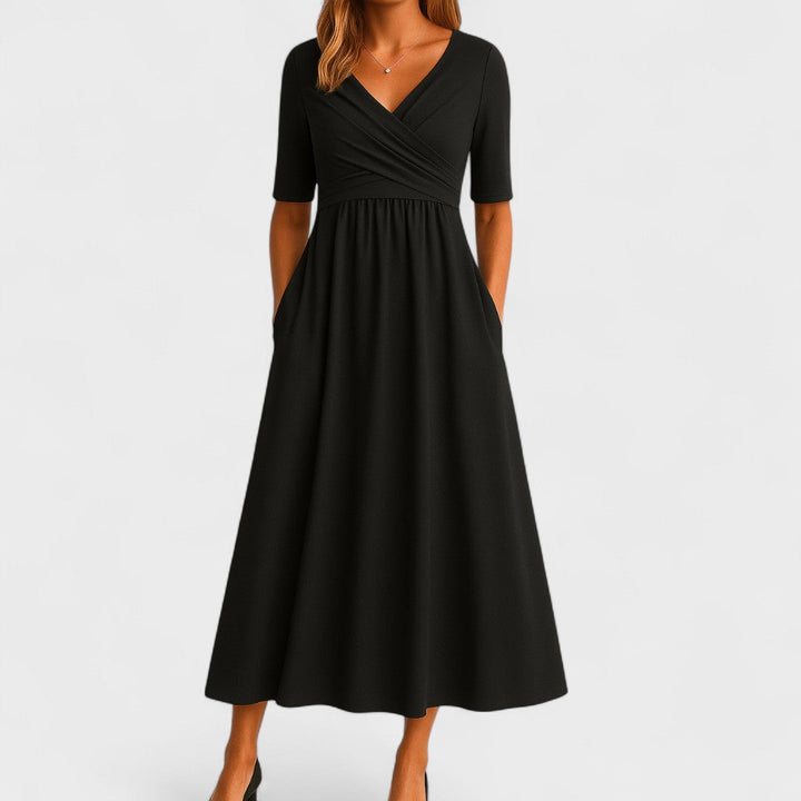 Duttini | Elegant Midi Dress for Women in Soft Fabric, Fitted, Black