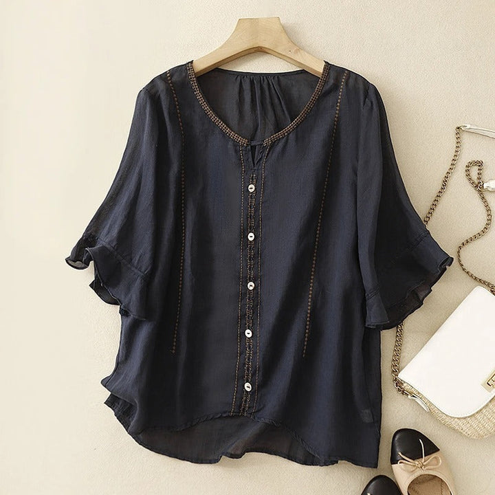 Duttini | Effortless Pattern Ruffle Sleeve Blouse