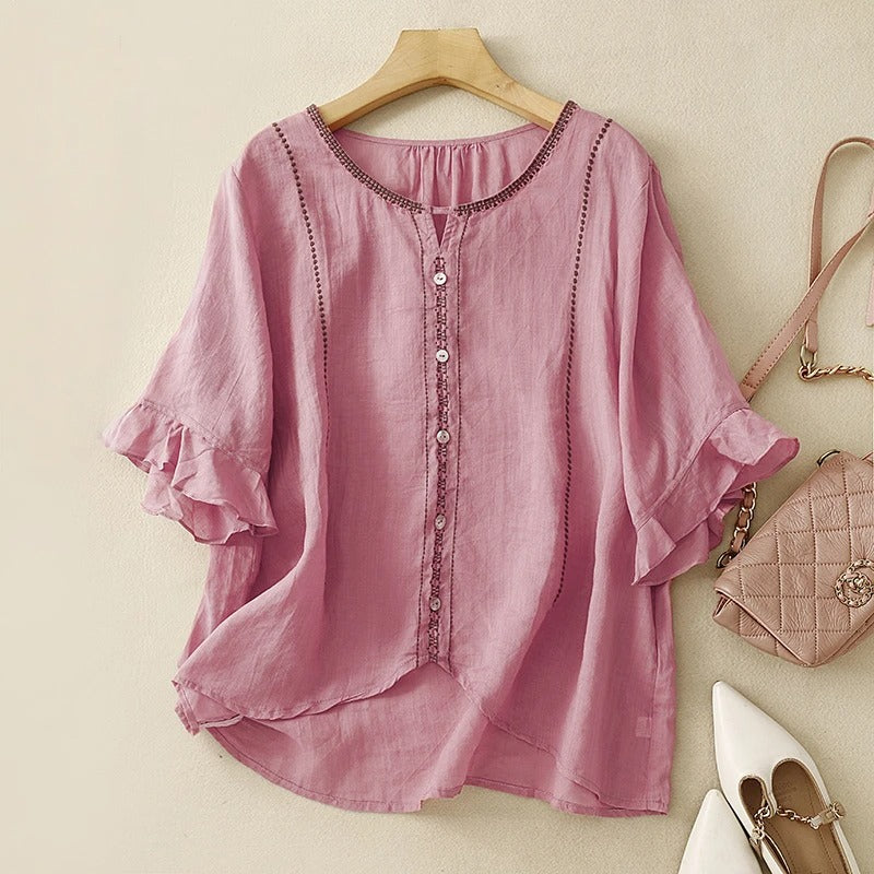 Duttini | Effortless Pattern Ruffle Sleeve Blouse