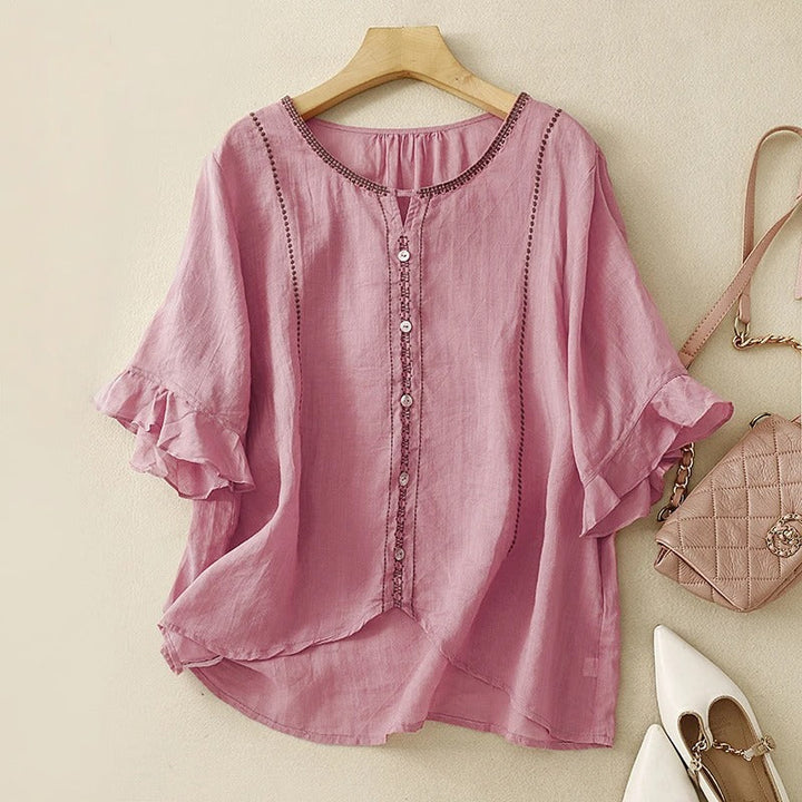 Duttini | Effortless Pattern Ruffle Sleeve Blouse