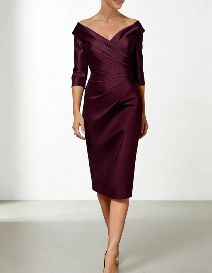 Duttini | Red Satin Bodycon Ruffle Dress