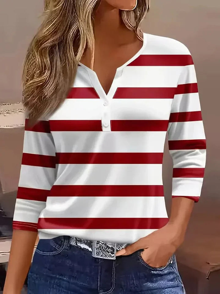 Duttini | Refined Striped V-Neck Top with a Flattering Silhouette