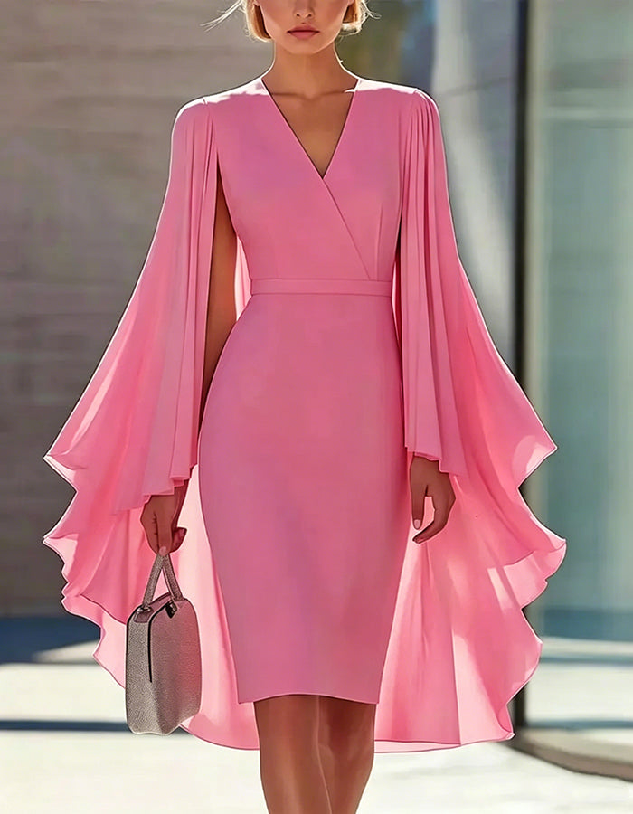 Duttini | Pink Cape Style Dress