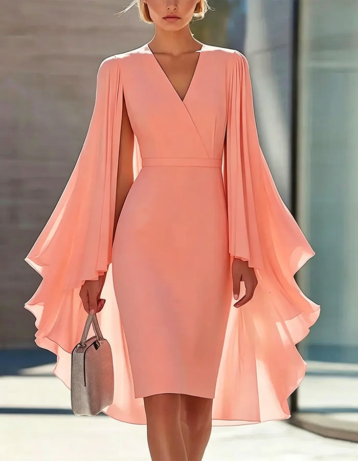 Duttini | Pink Cape Style Dress