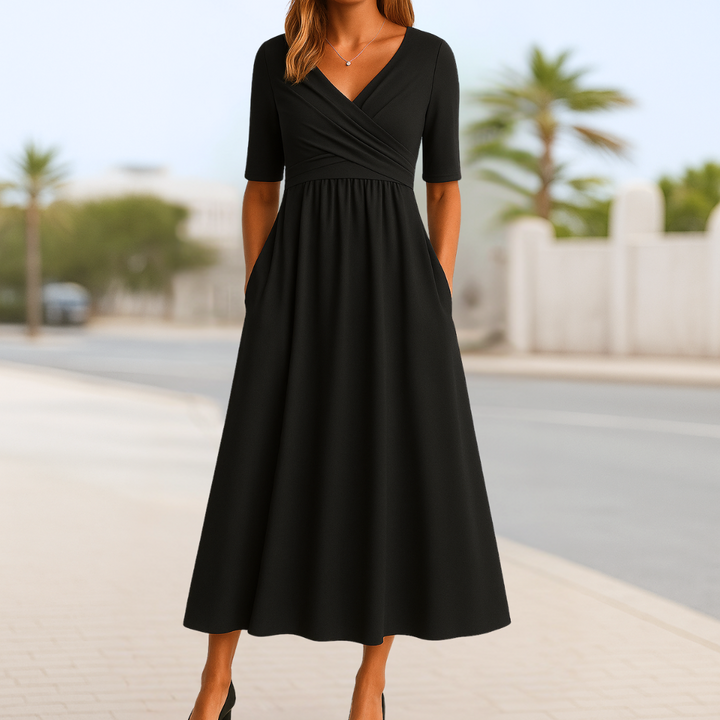Duttini | Timeless Crossed Dress With Short Sleeves