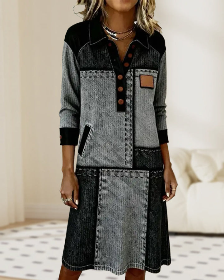 Duttini | Color Block V-neck Dress