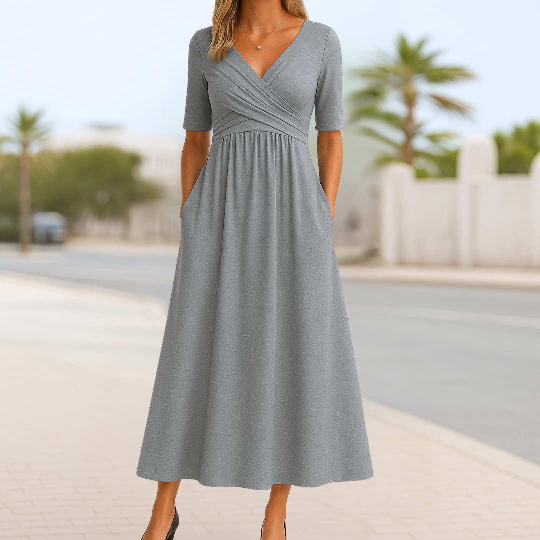 Duttini | Timeless Crossed Dress With Short Sleeves