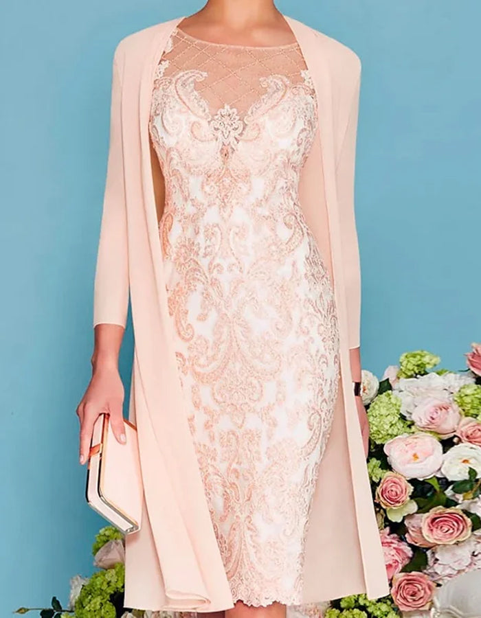Duttini | Blush Pink Lace Two-Piece Dress