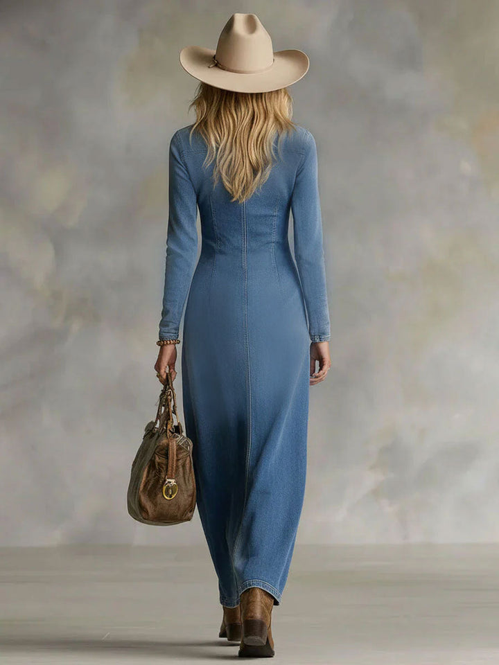 Duttini | Denim V-Neck Single Dress