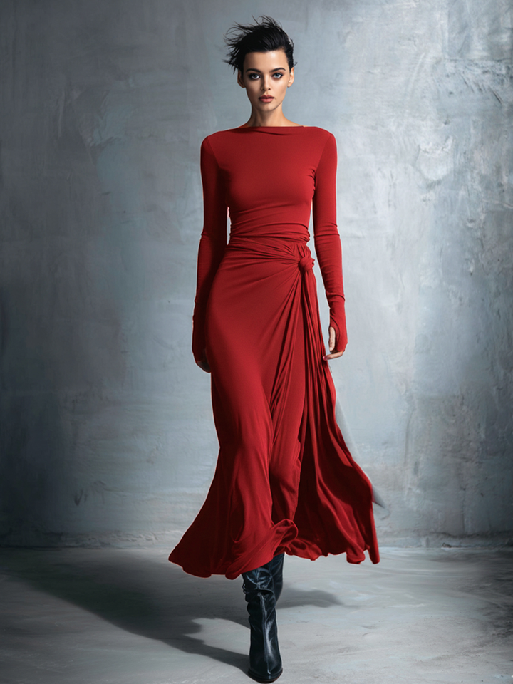 Duttini | Grey Knit Wrap Dress