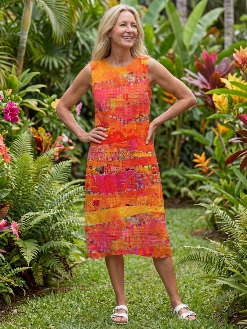 Duttini | Sophisticated Painted Path Midi Dress Made to Turn Heads