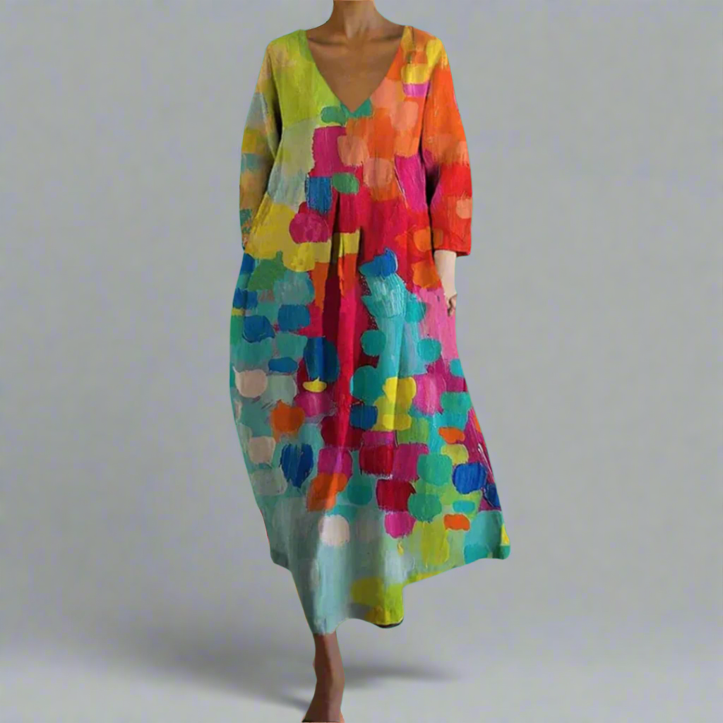 Duttini | Effortless Colorful Dress With V-neck Made to Turn Heads
