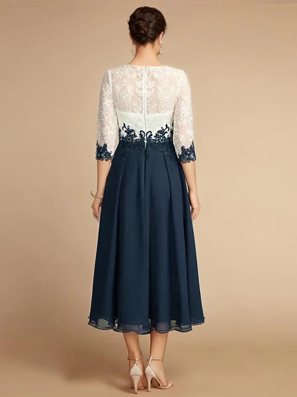 Duttini | White Chiffon Round Neck Dress