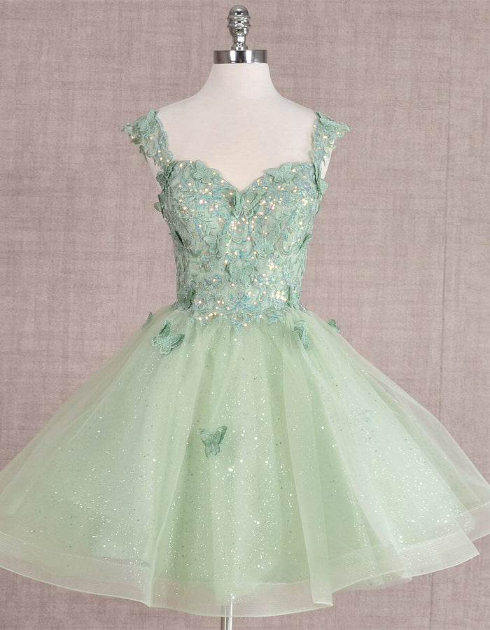 Duttini | Mint Green Tulle Cocktail Sleeveless Dress