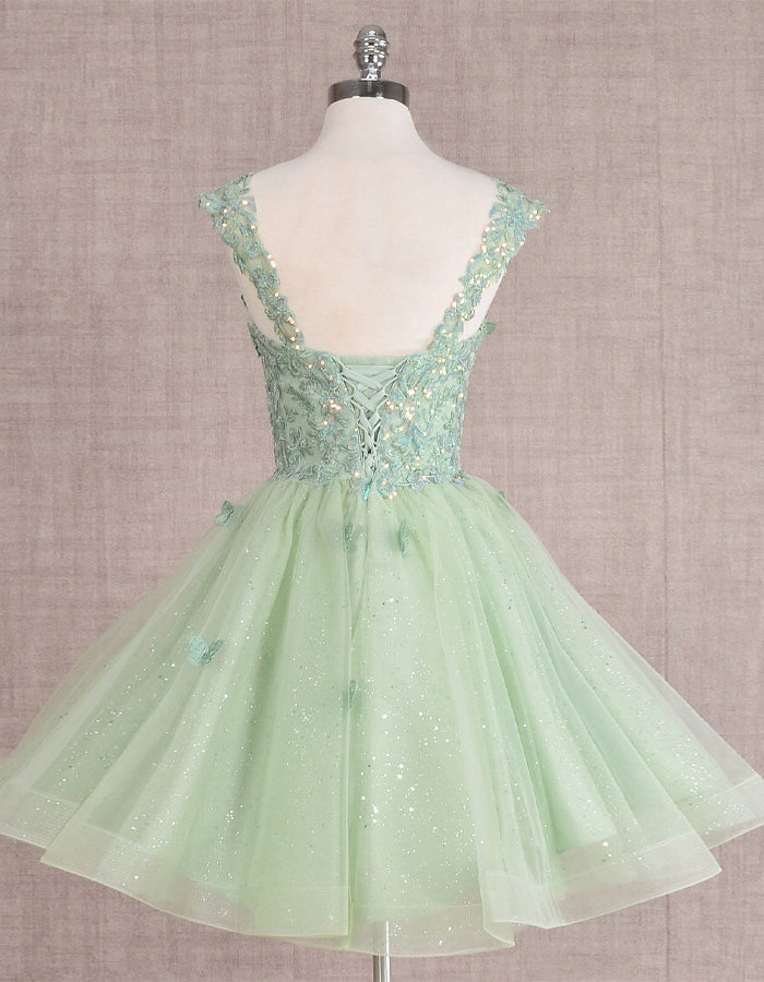 Duttini | Mint Green Tulle Cocktail Sleeveless Dress