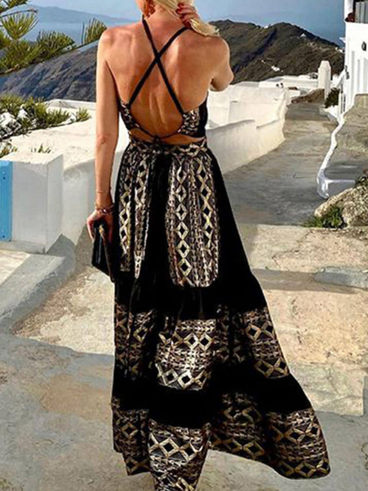 Duttini | Bohemian Print Loose Off-Shoulder Dress