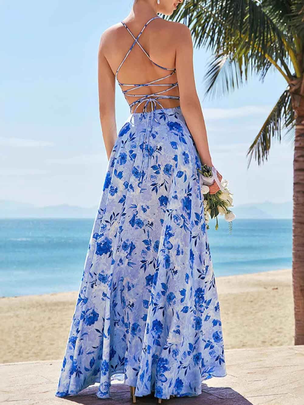 Duttini | Elegant Slit Unique Floral Print Dress