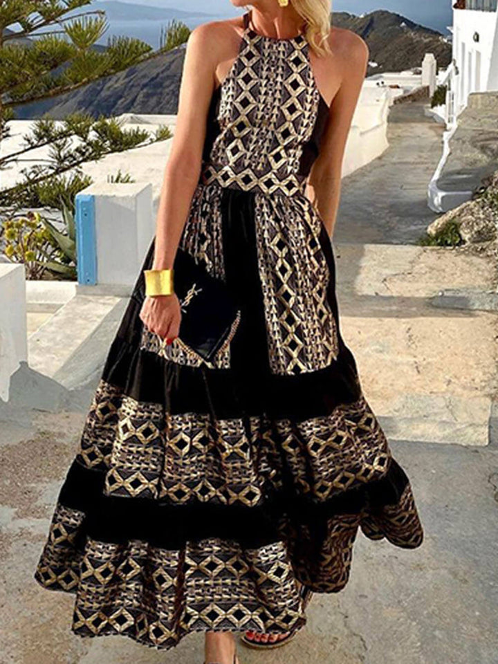 Duttini | Bohemian Print Loose Off-Shoulder Dress