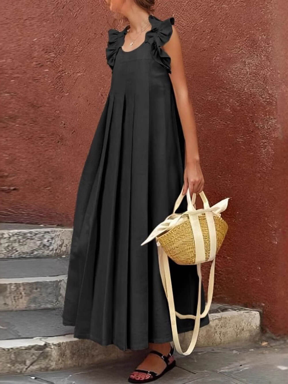 Duttini | Casual Ruffled Pleated Holiday Dress