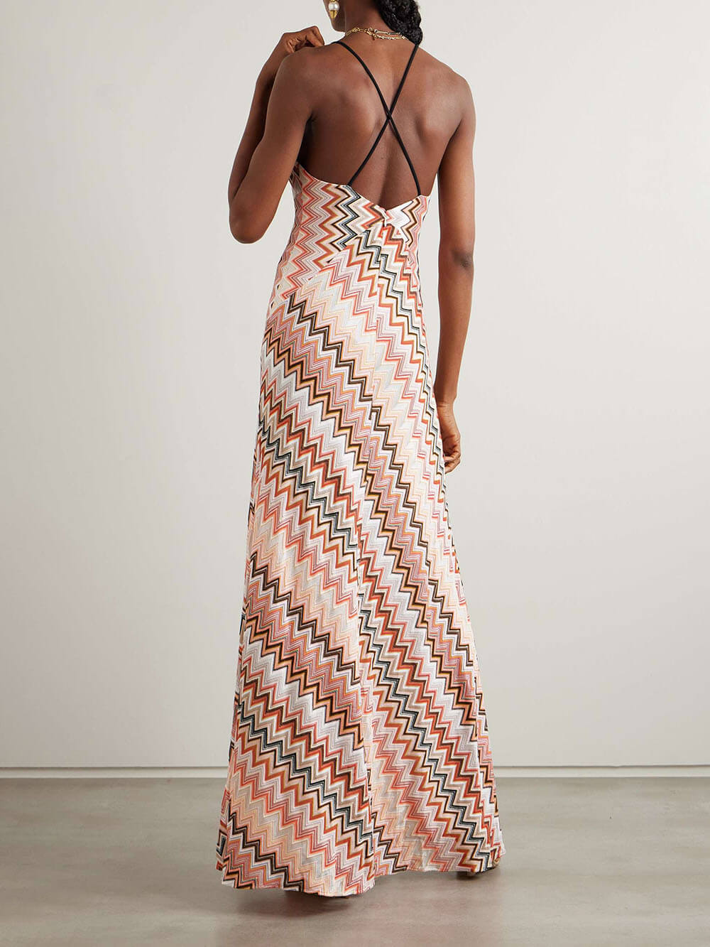 Duttini | Elegant Crochet Printed Open Back Dress