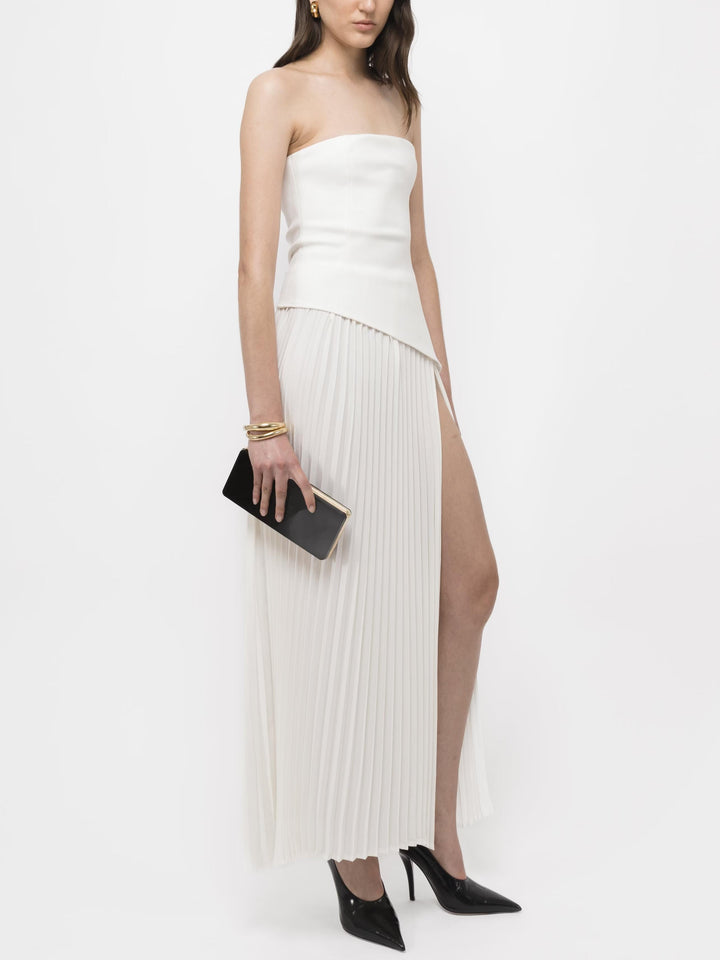 Duttini | Elegant Wrap Neckline Pleated High Dress