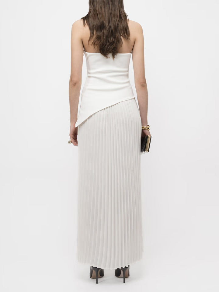 Duttini | Elegant Wrap Neckline Pleated High Dress