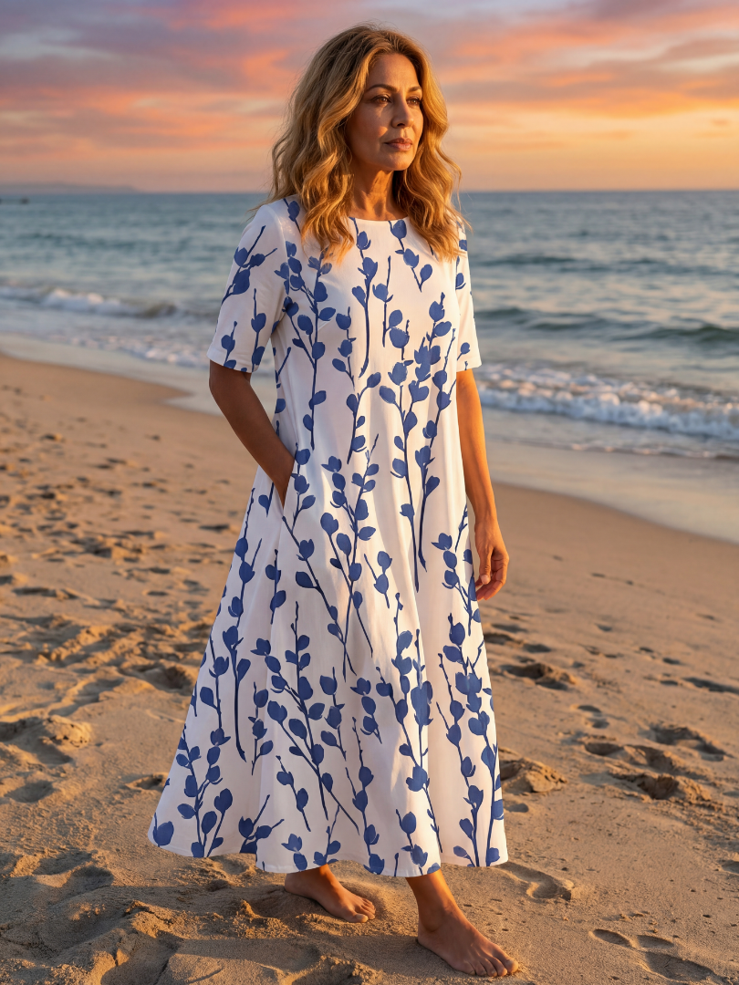 Duttini | Elegant Floral Midi Dress with Graceful Drape