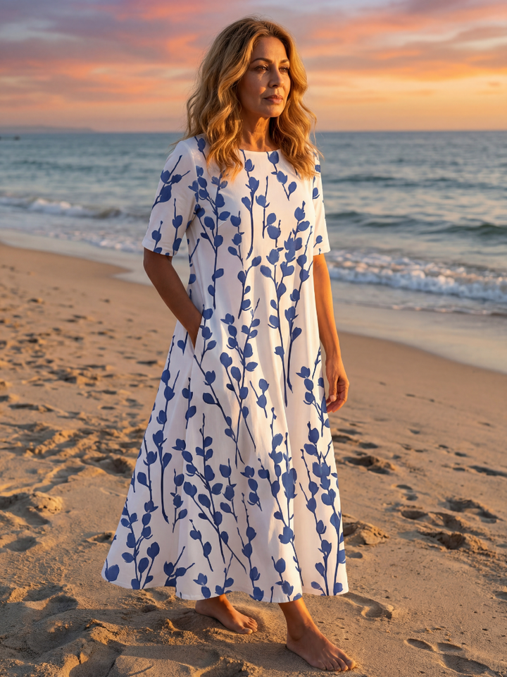 Duttini | Elegant Floral Midi Dress with Graceful Drape