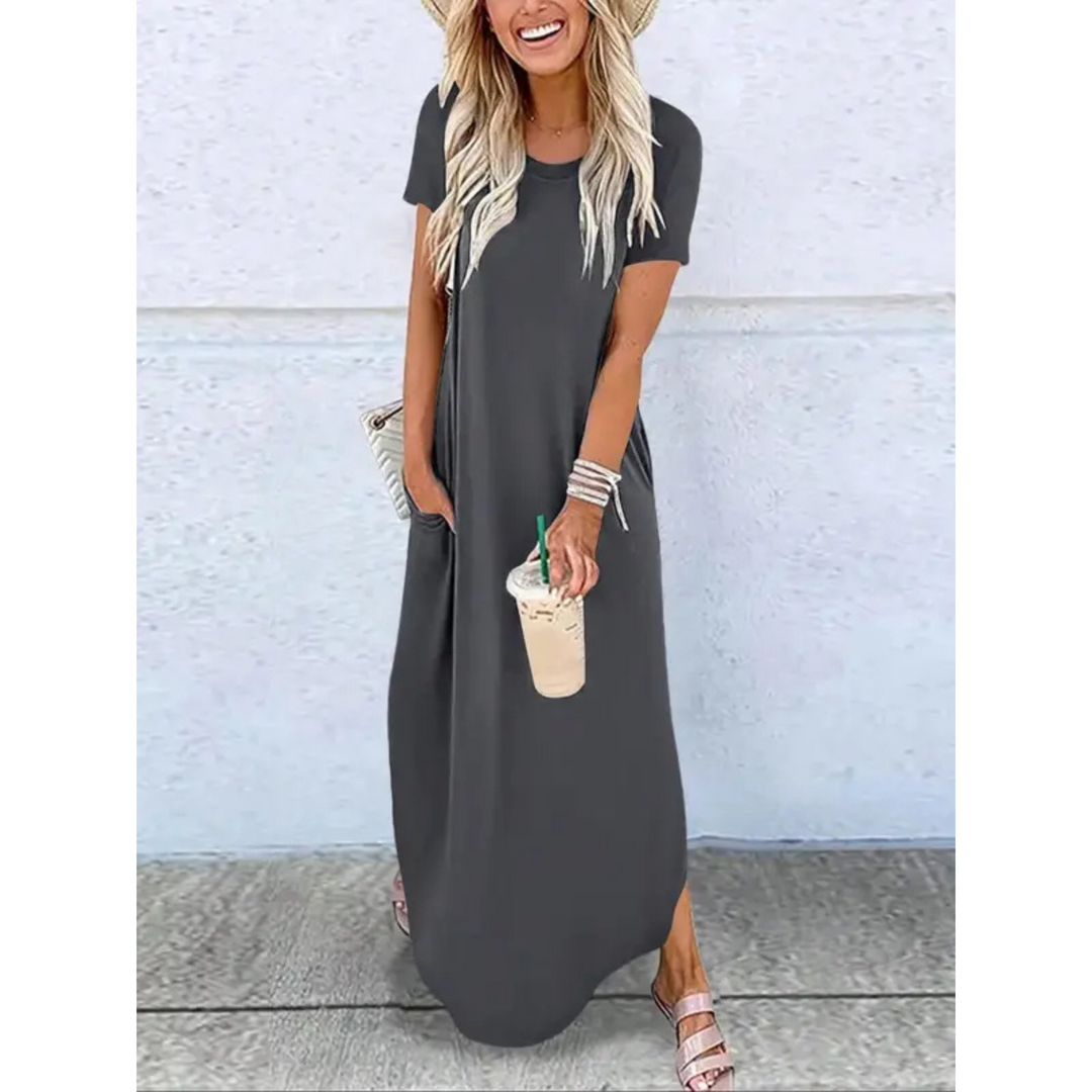 Duttini | Casual Summer Round Neck Maxi Dress with a Timeless Finish