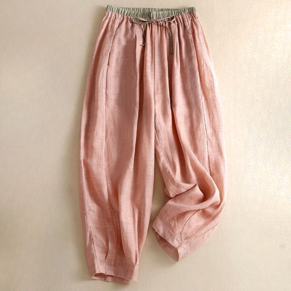 Duttini | Linen Trousers for Women in Classic Fit, Beige