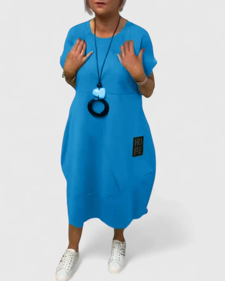 Duttini | Comfortable Midi Dress for Women in Soft Fabric, Relaxed Fit, Blue