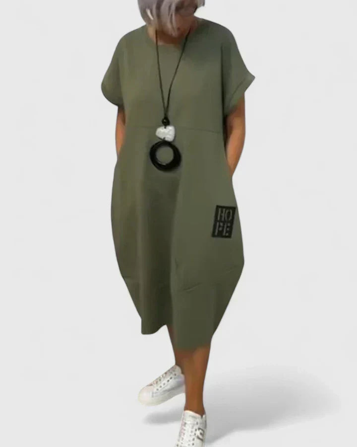 Duttini | Comfortable Midi Dress for Women in Soft Fabric, Relaxed Fit, Blue