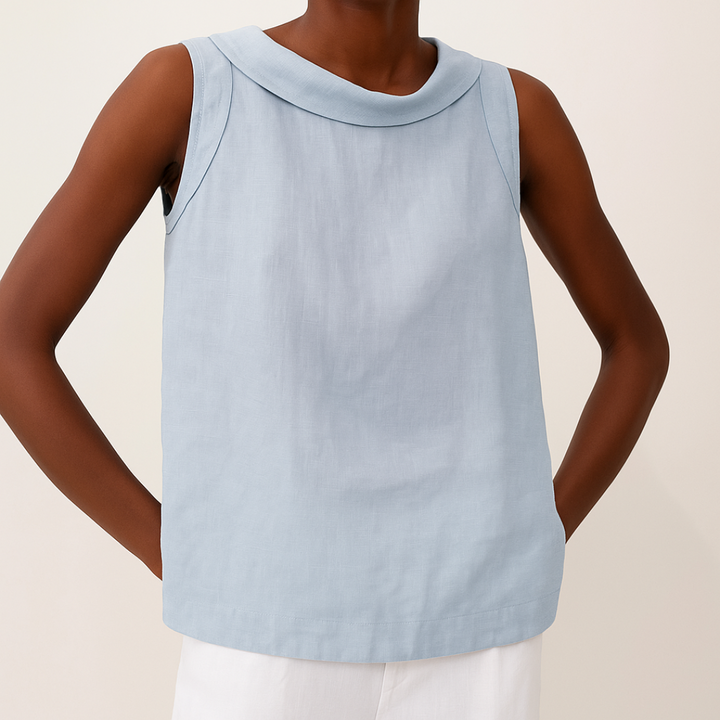Duttini | Luxe Sleeveless Roll Collar Top for a Polished Look