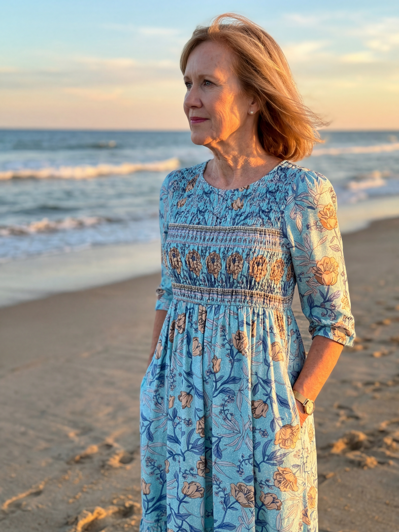 Duttini | Chic Meadow Gather Midi Dress with a Flattering Silhouette