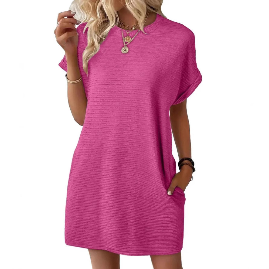 Duttini | Graceful Crew Neck Short Sleeve T-Shirt Mini Dress