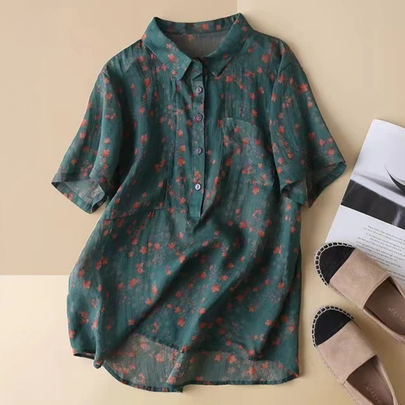 Duttini | Effortless Floral Half-Placket Shirt