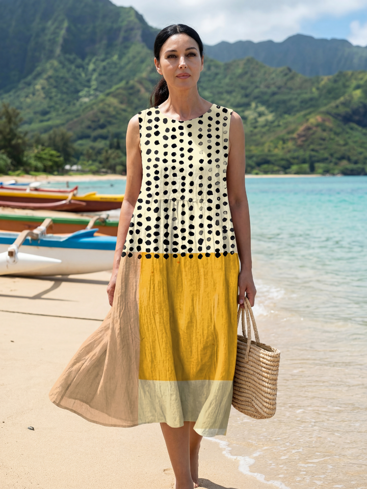 Duttini | Statement Garden Dot Midi Dress in a Flattering Cut