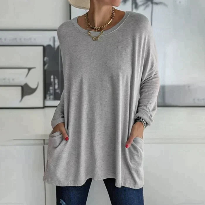 Duttini | Luxe Oversized Long Sleeve Tunic Top With Pockets