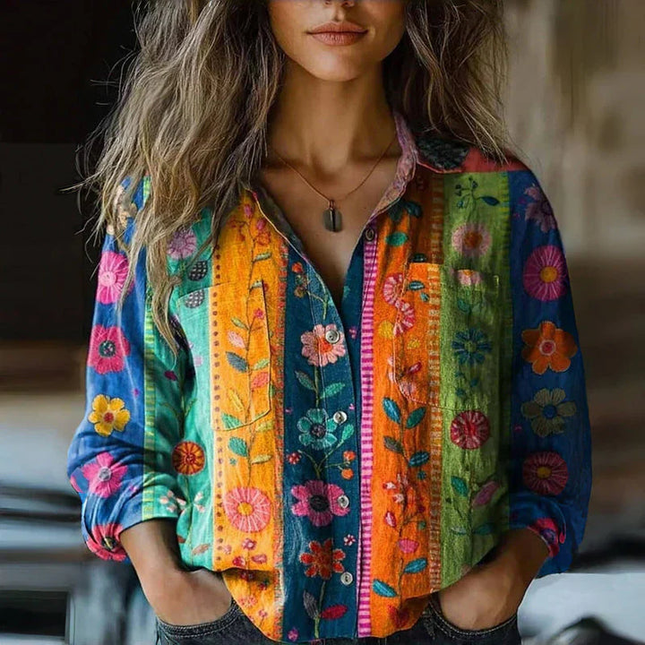 Duttini | Luxe Bohemian Pattern Vintage Blouse with a Timeless Finish