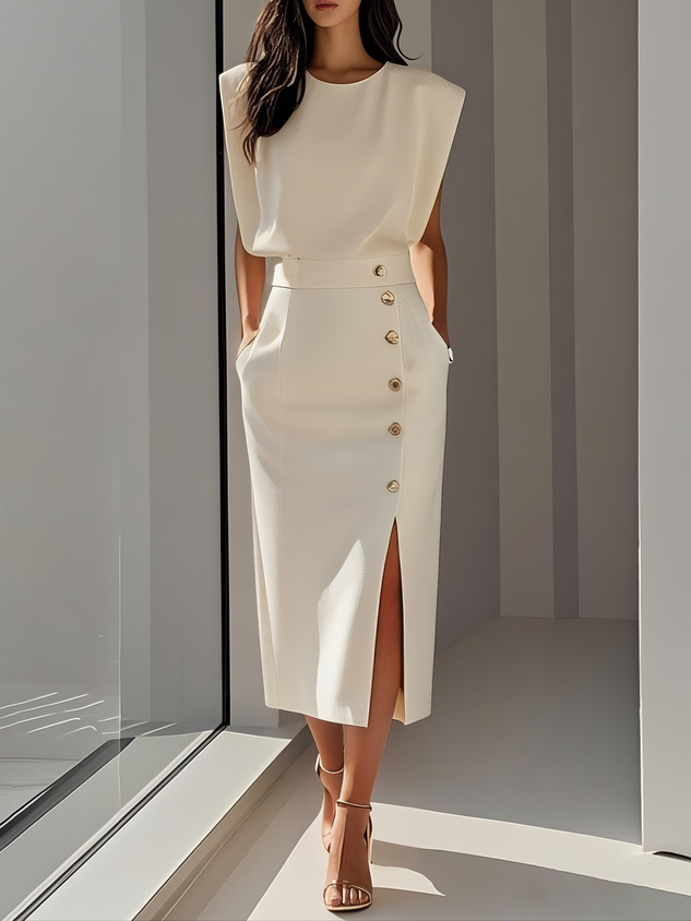 Duttini | Effortless Charm Midi Dress with a Flattering Silhouette