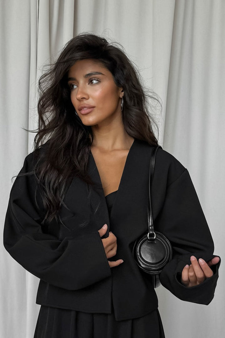 Duttini | Solid V-neck Cardigan and Tapered Two Piece Set