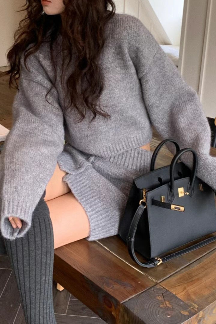 Duttini | Fitted Knit Round Neck Two Piece Set