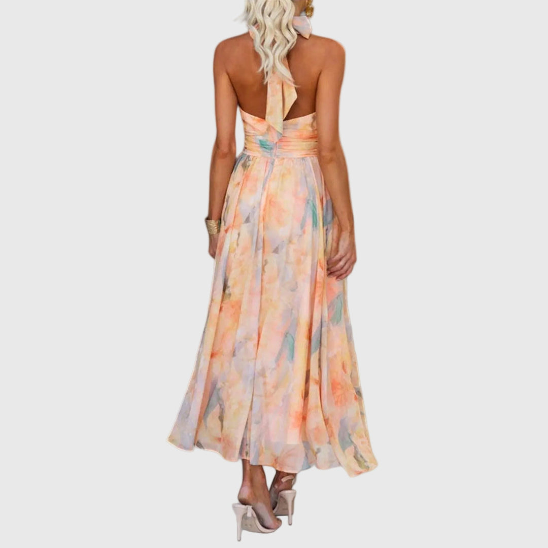 Duttini | Elegant Maxi Dress for Women in Lightweight Fabric, Fitted, Navy Blue