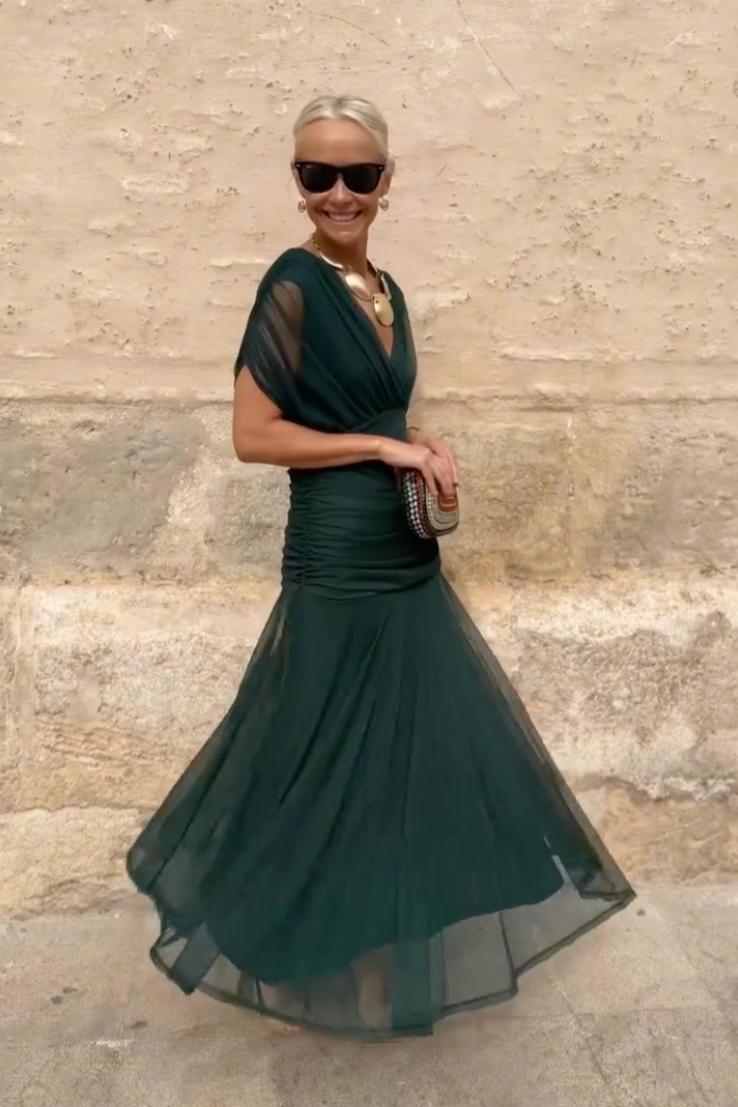Duttini | Elegant V-neck Fantasy Party Maxi Dress
